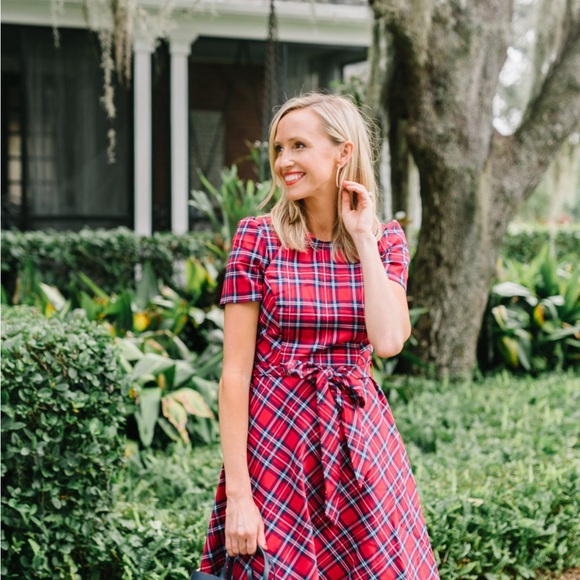 DRAPER JAMES Angie Plaid Red Belted Fit & Flare Dress Christmas Holiday NWT Sz 8 - Picture 14 of 16